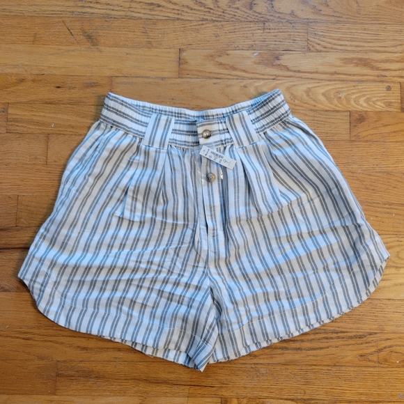 NWT Madewell Linen-Blend Curved-Hem Shorts in Stripe - Picture 2 of 2